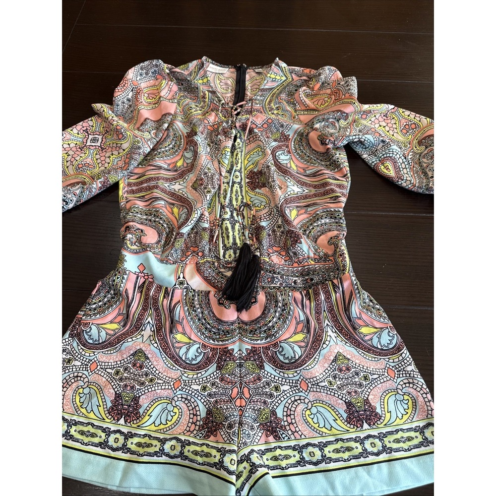Bisou Bisou Paisley Boho Romper Size M,multicolor